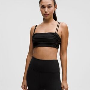 Lululemon Ruched Yoga Bra Shimmer Light Support, A/B Cup NWT Black
